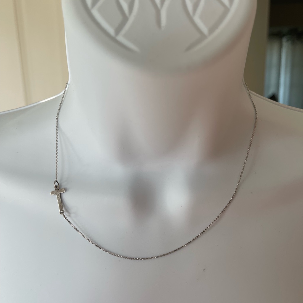 Silver Sideways Cross Necklace Preowned